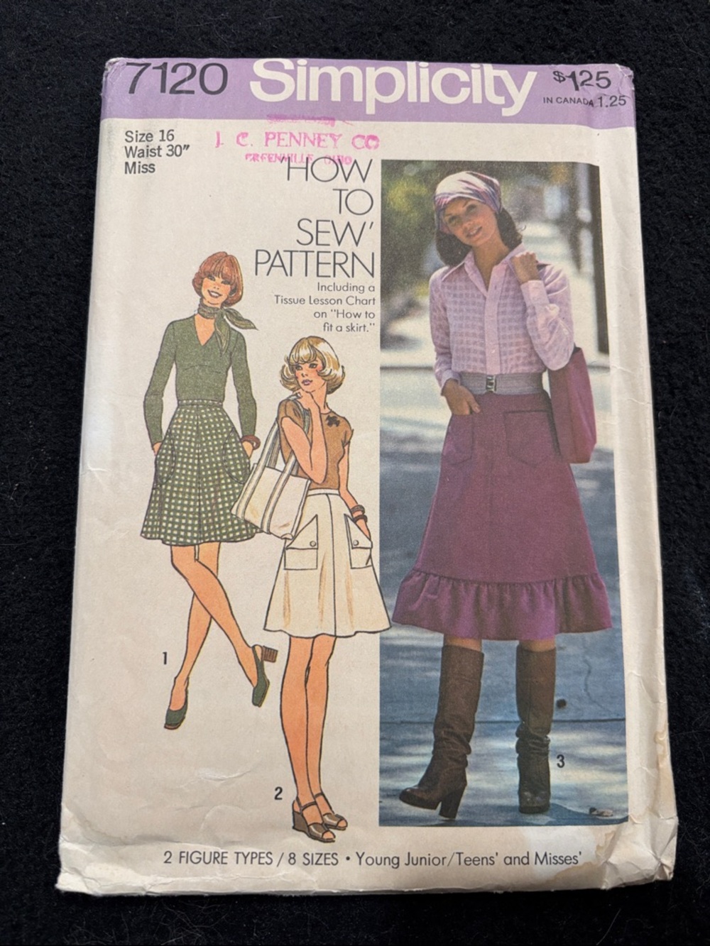 Simplicity Women's A-Line Skirt Pattern in Purple and Cream